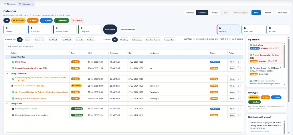 IxpertERP workflow screen